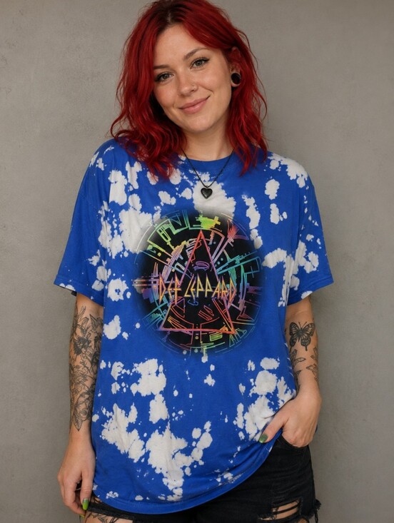 Def Leppard Other - Def Leppard Blue Graphic T-Shirt with Colorful Design